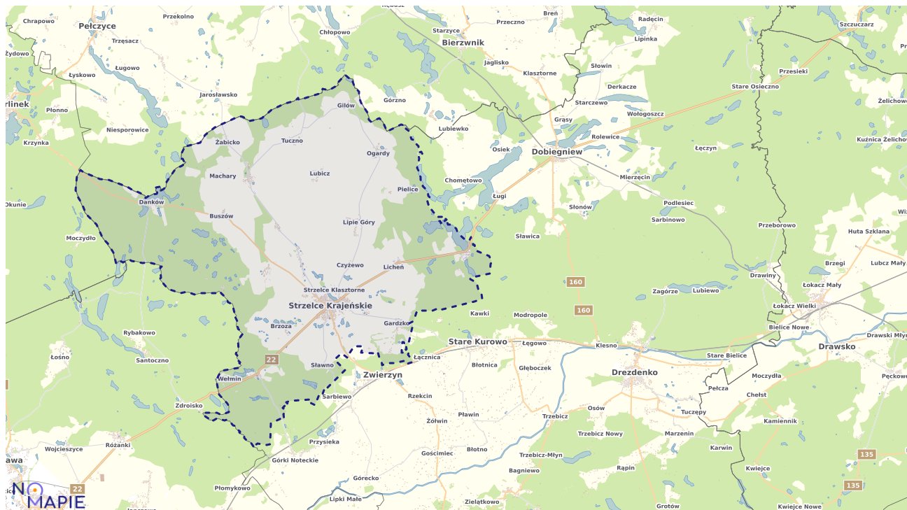 Mapa obszarów ochrony przyrody Strzelec Krajeńskich